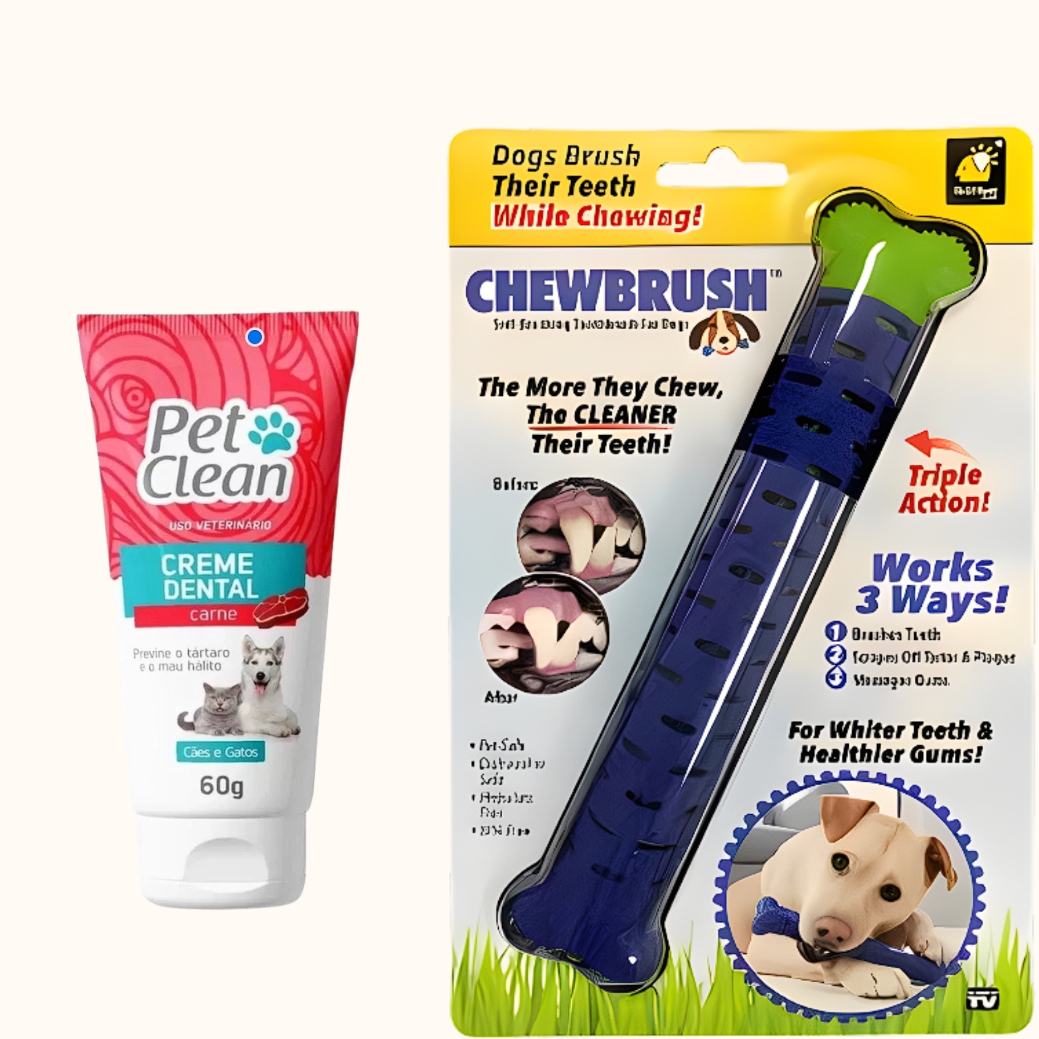 Kit Sorriso Pet | Mordedor Dental + Creme Dental