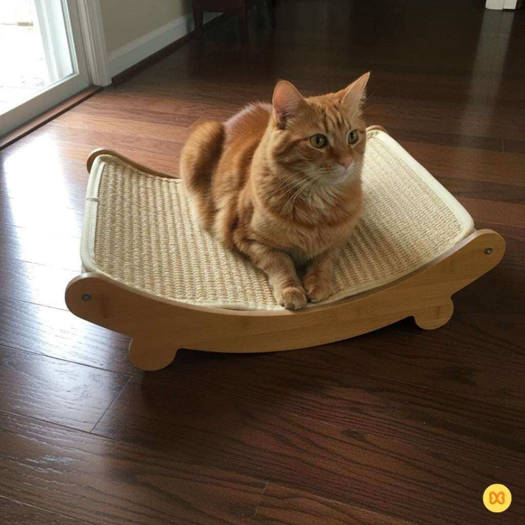 Cama/Pet Lounge ELEXA Premium em Madeira e Sisal para Cachorros e Gatos – Design Exclusivo | 3 Tamanhos